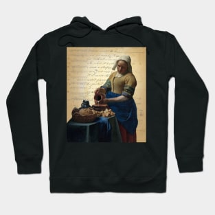 Vermeer’s The Milkmaid on Antique Paper Collage Famous Painting Series Hoodie